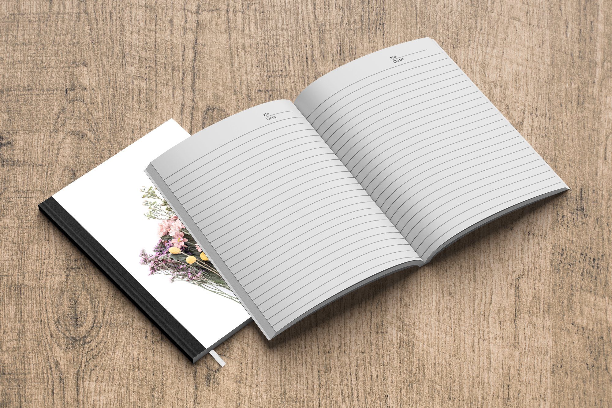 MuchoWow Notizbuch Blumen - Strauß - A5, Haushaltsbuch Seiten, Merkzettel, Natur Frühling, Notizheft, 98 Pflanzen - Tagebuch, Journal, 