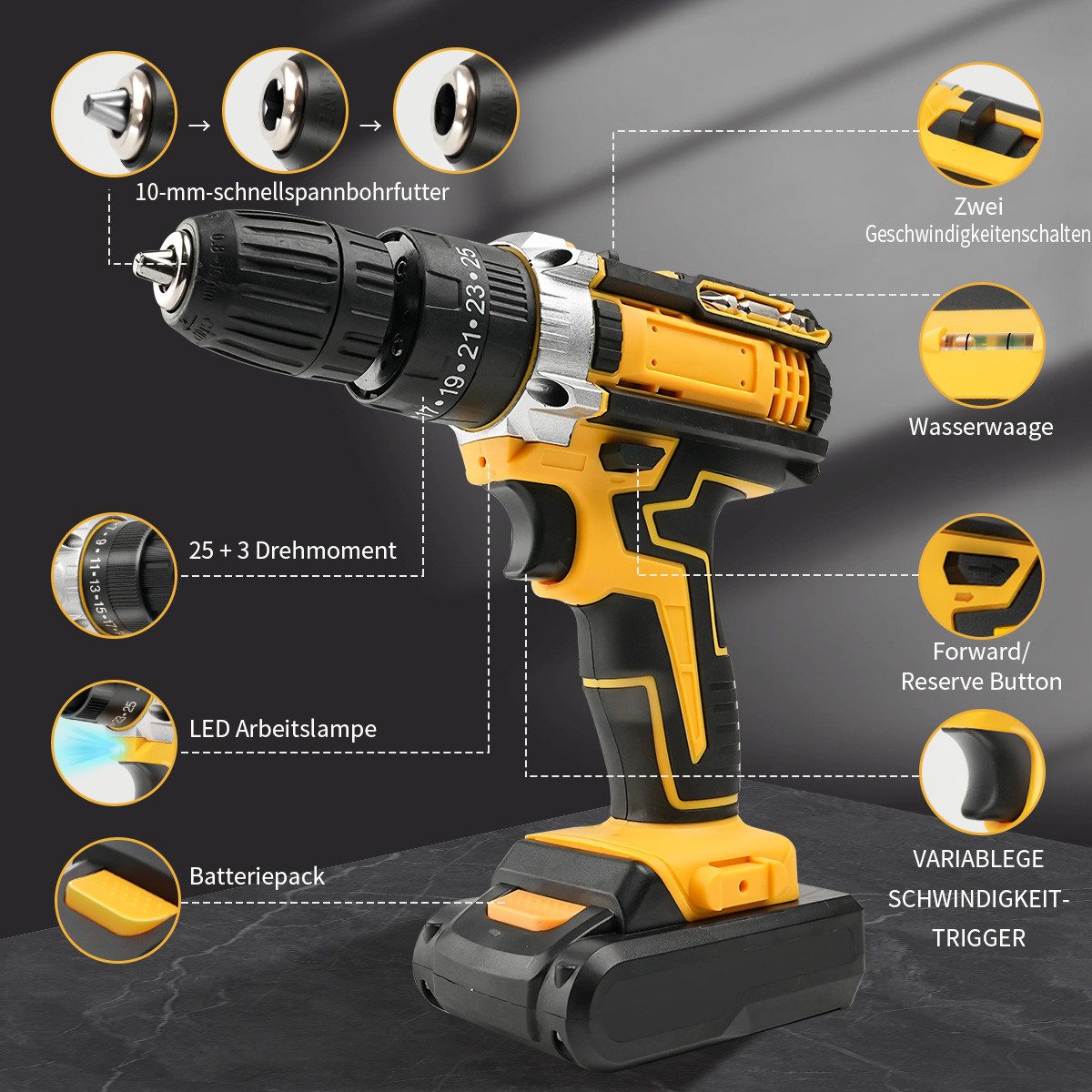LifeImpree Akku-Bohrschrauber Akku bohrschrauber mit 2x 1500mAh Akkus, 45 N günstig online kaufen