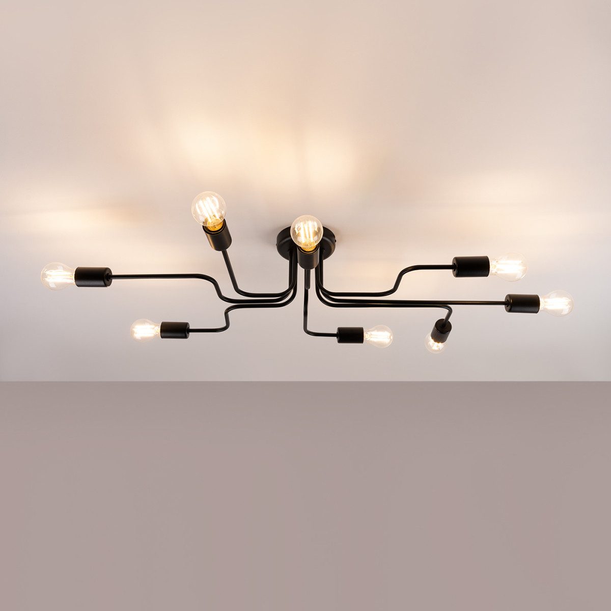 SOLLUX lighting Kronleuchter Kronleuchter Vector 8 Schwarz, Nicht enthalten