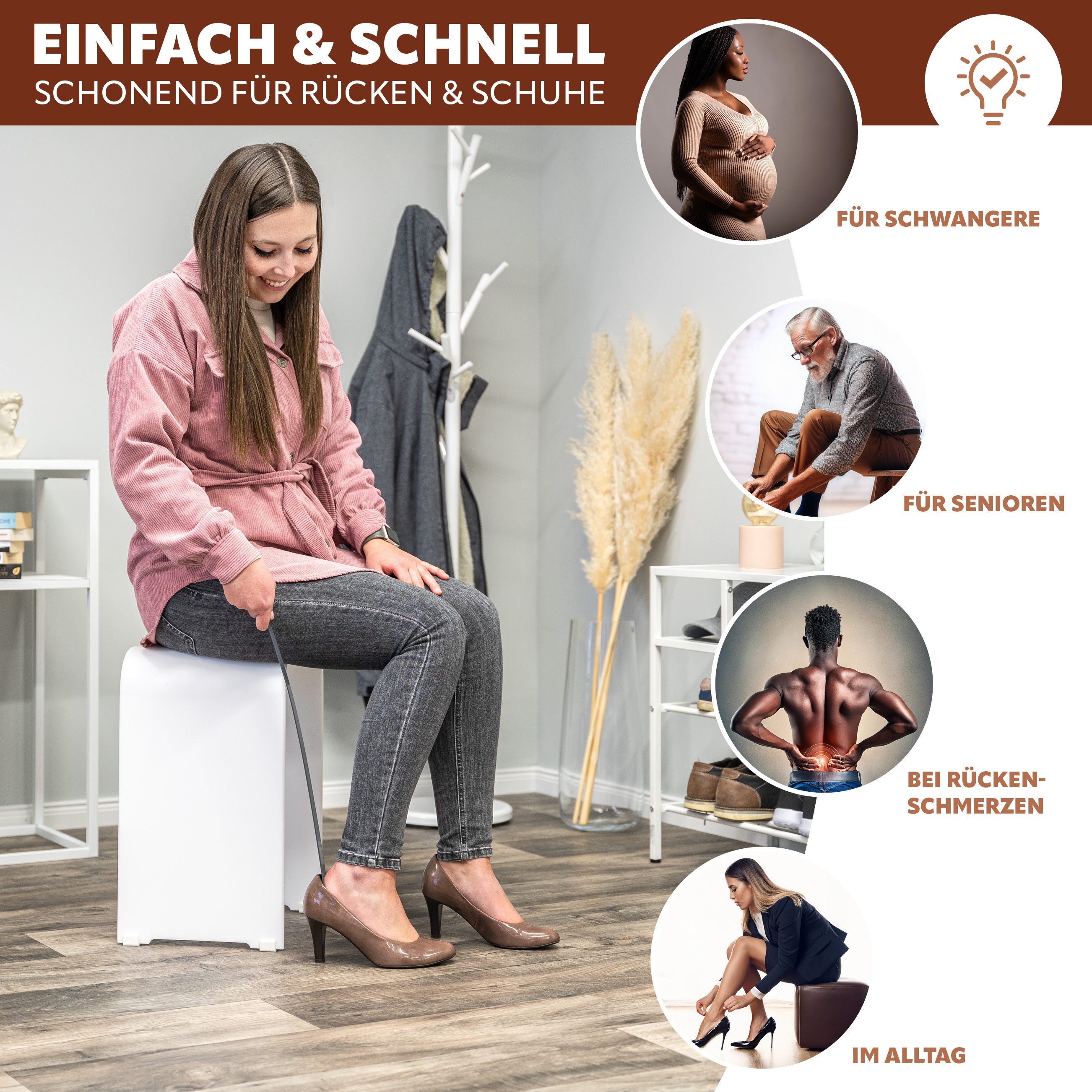 bremermann Schuhlöffel Schuhanzieher 2er Set, 16 und 58 cm