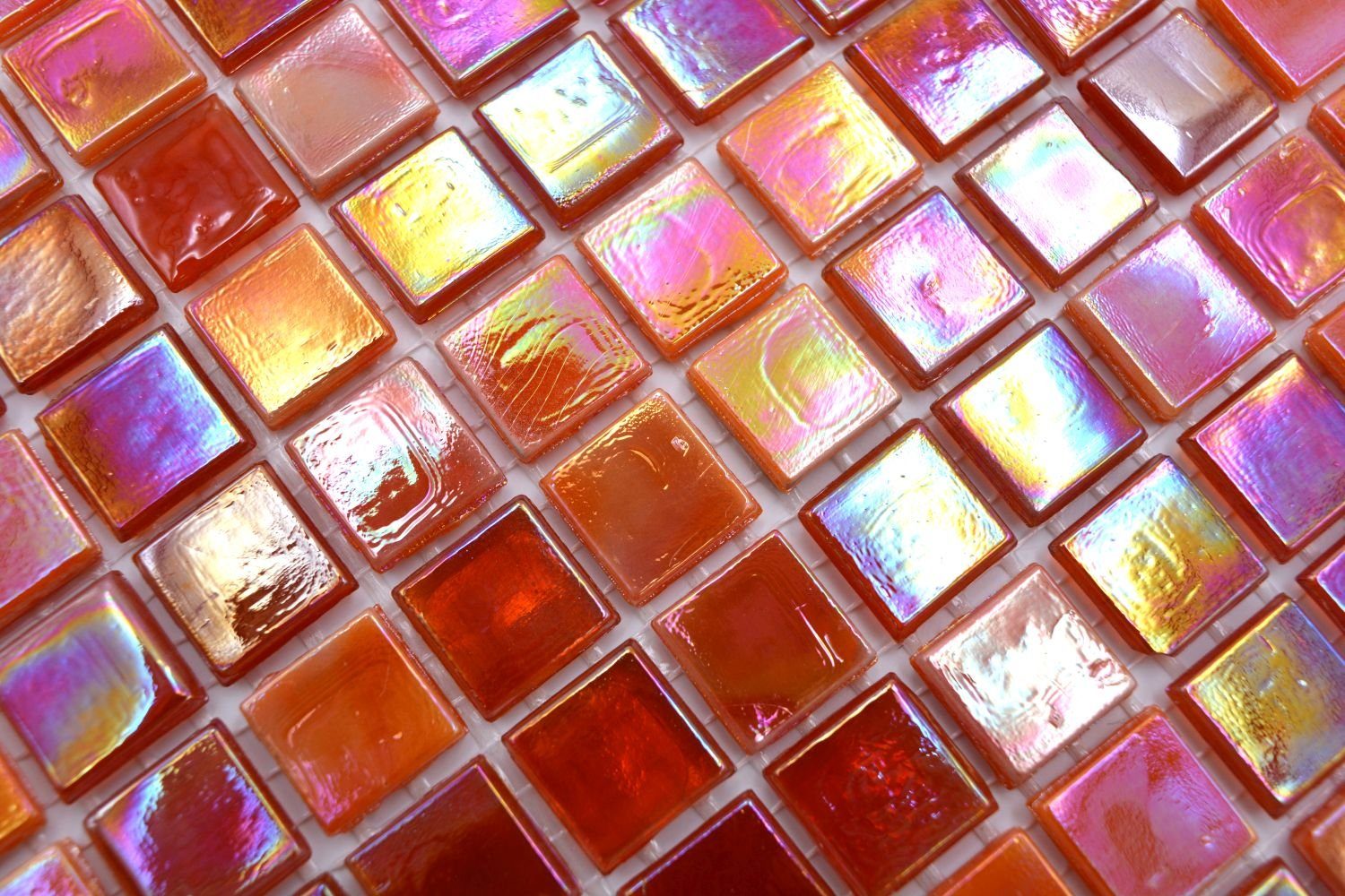 / 10 Mosaikfliesen Mosani glänzend Glasmosaik mix Matten rot Mosaikfliesen