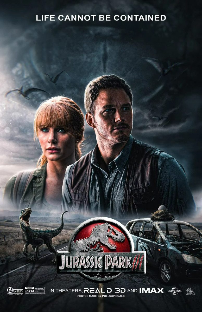 TPFLiving Kunstdruck (OHNE RAHMEN) Poster - Leinwand - Wandbild, Jurassic World Dominion Moderne Dinosaurier Filmdrucke auf Leinwand (Leinwandbild XXL), Farben: Schwarz, Gelb, Blau, Weiß, Orange, Rot -Größe: 20x30cm