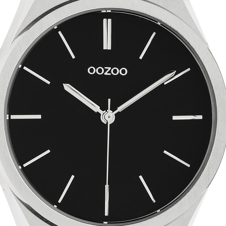 OOZOO Quarzuhr Oozoo Unisex Armbanduhr silber Analog, Herren, Damenuhr  rund, groß (ca. 40mm) Edelstahlarmband, Fashion-Style