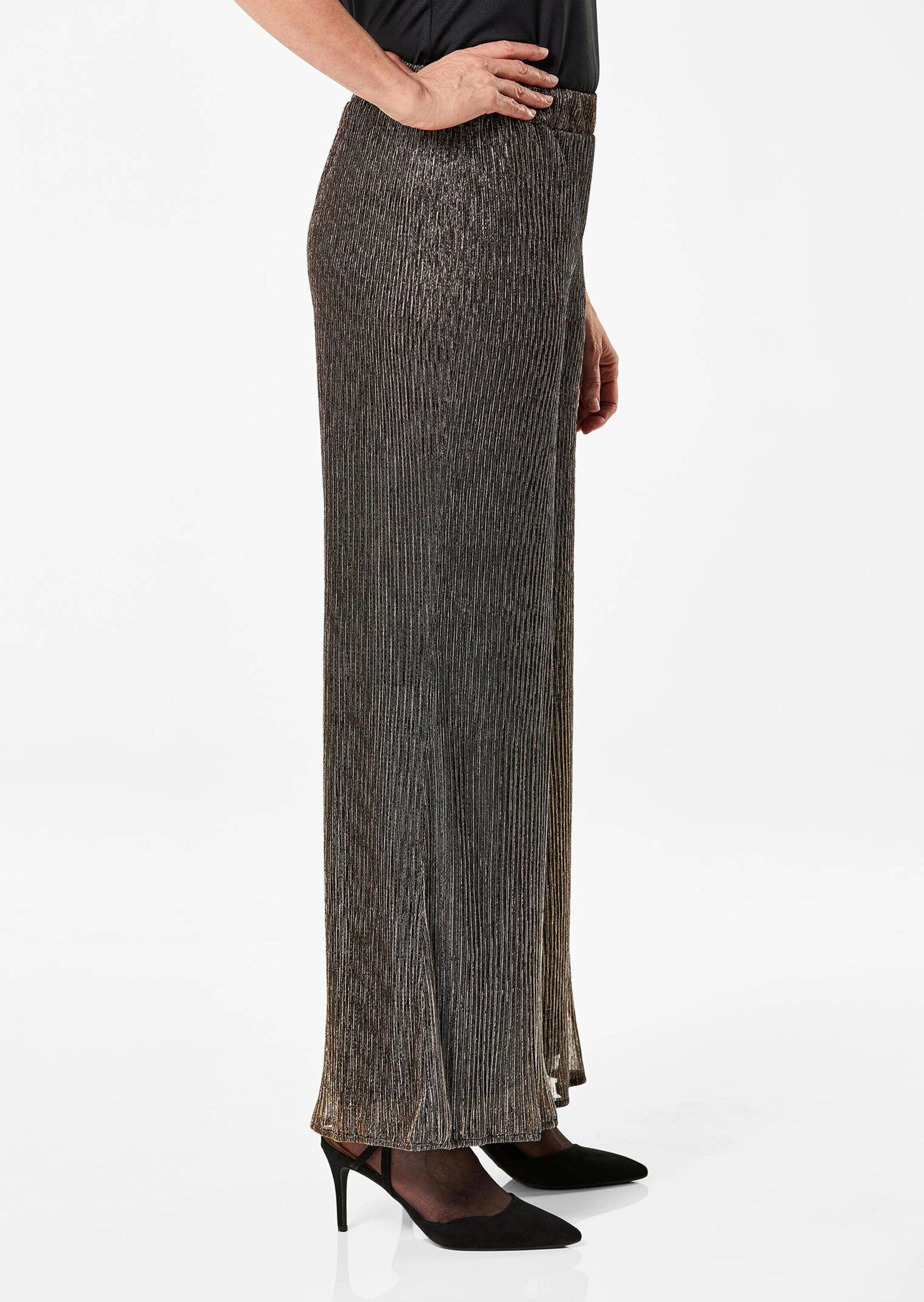 GOLDNER Schlupfhose Moderne Stretchhose mit Rundumdehnbund Elegante Glanzhose mit Plissee-Optik, weitem Bein und Knöchellänge – Bild 4 von 5