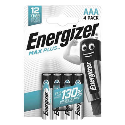 Energizer Max Plus Batterie, (4 St), Micro / AAA, 1,5 V, Zink-Mangan, mit Auslaufschutz (2 Jahre)