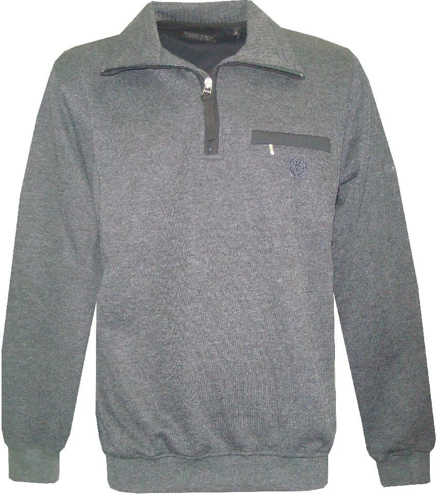 Mode Monte Carlo Sweatshirt Sweat-Shirt Troyer Zip Anthrazit