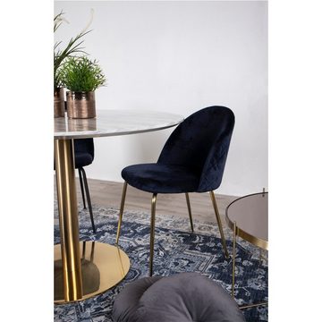 House Nordic Esszimmerstuhl Geneve Dining Chair – Esszimmerstuhl aus Samt, blau mit Beinen in M...