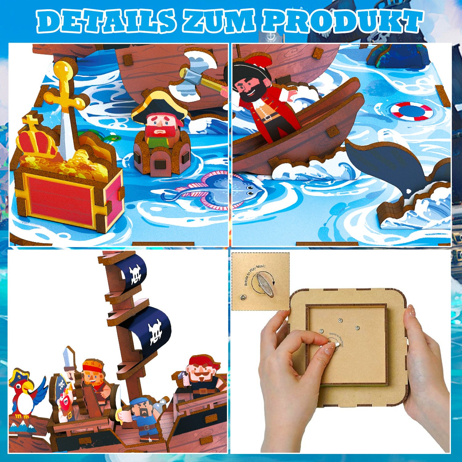 Esun 3D-Puzzle 3D Holz Musikbox und Musik Holzpuzzle Modellbausatz für Erwachsene, Puzzleteile, DIY Modellbau, Basteln, Wohnkultur, Geschenk