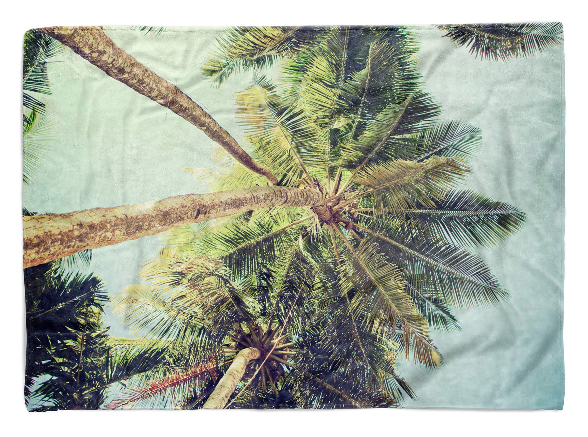 Sinus Art Handtücher Handtuch Strandhandtuch Saunatuch Kuscheldecke mit Fotomotiv Palme Sonne Sommer, Baumwolle-Polyester-Mix (1-St), Handtuch