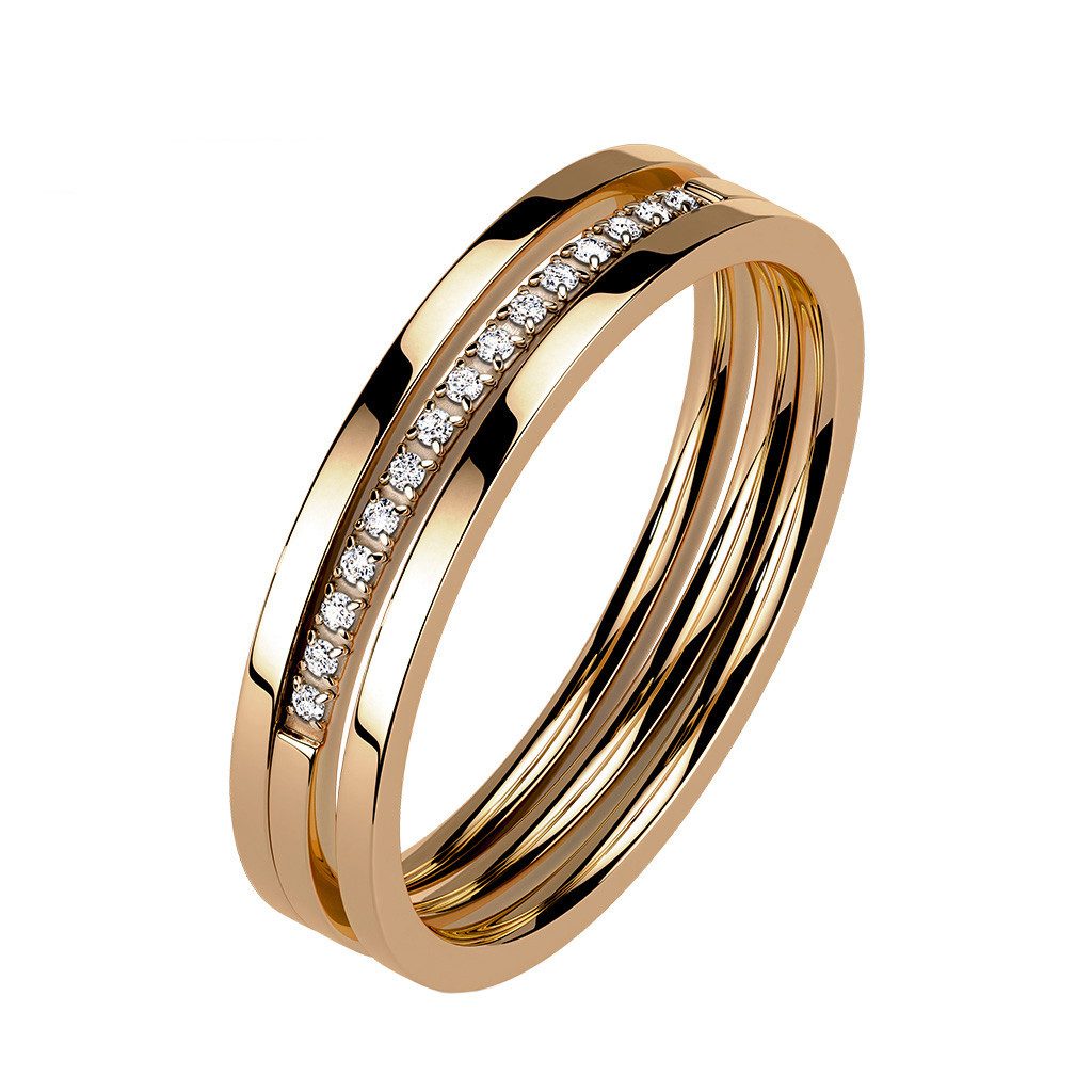 Taffstyle Fingerring Exklusiver Ring Dreireihig Kristall günstig online kaufen