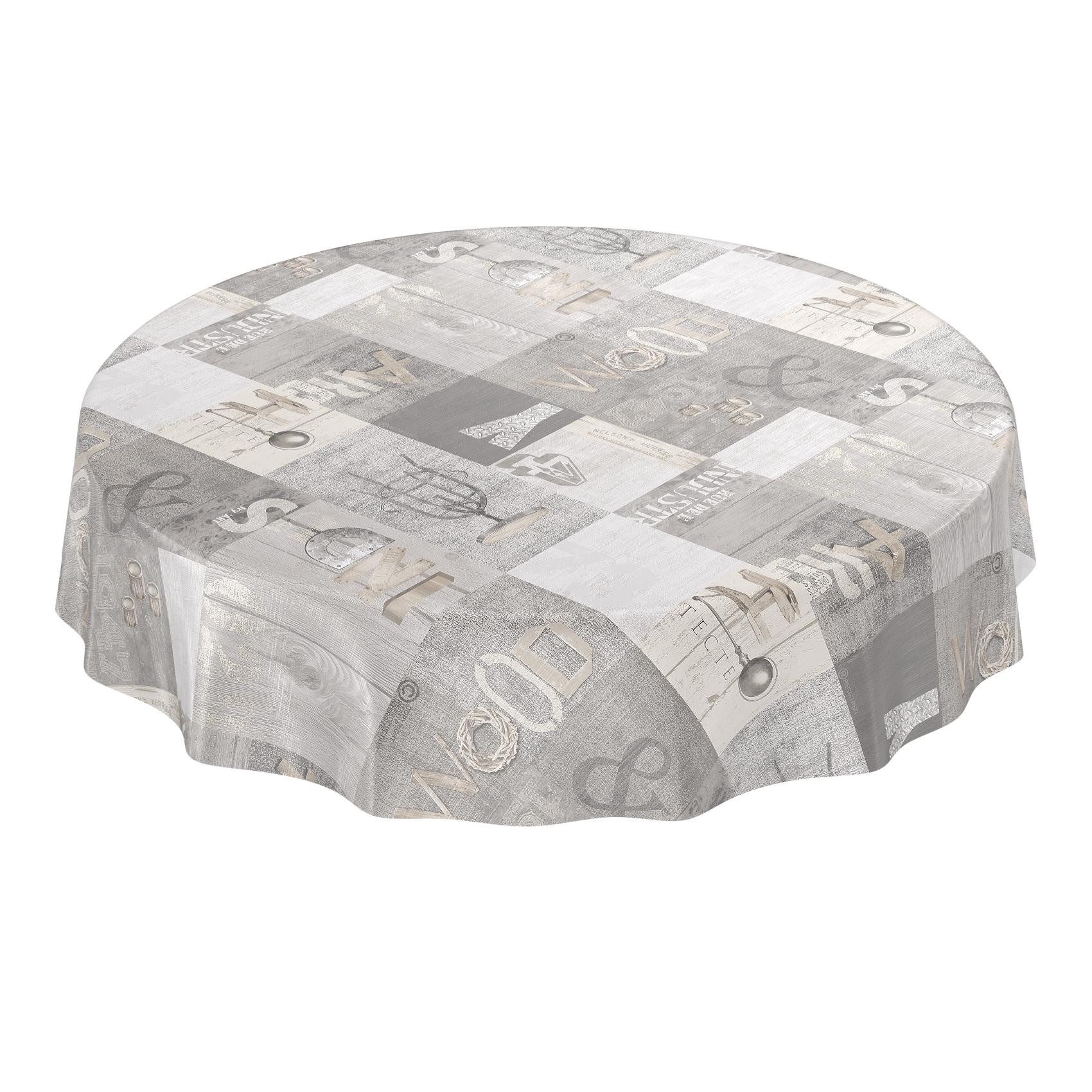 ANRO Tischdecke Wachstuchtischdecke abwaschbar auch für Garten (Einzelstück 1-tlg), Geprägt Rund 100cm wasserabweisend