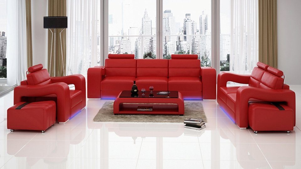 Couch Sitzer Europe 3+2+1 in Modern JVmoebel Sofa Wohnlandschaft Ledersofa Sofa, Made