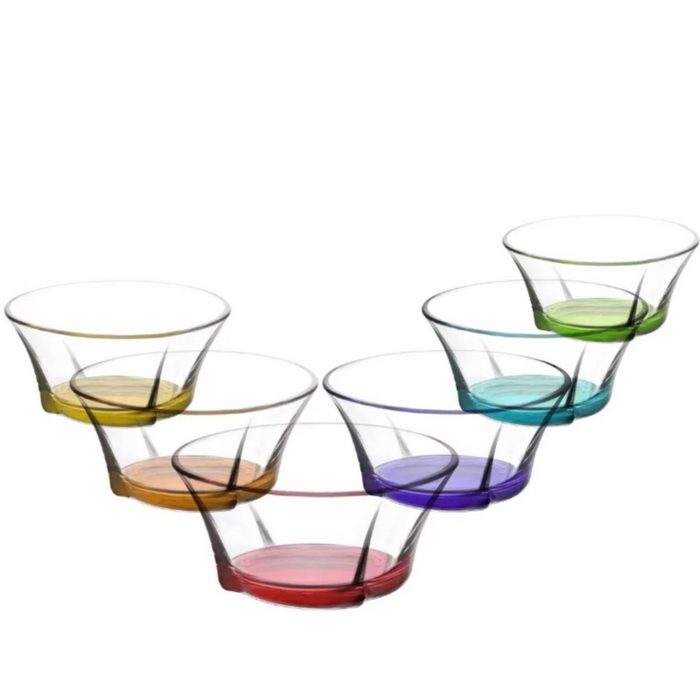 Asphald Schüssel Glasschalen Servierschalen mehrfarbig Dessertschale Schale (6-tlg)