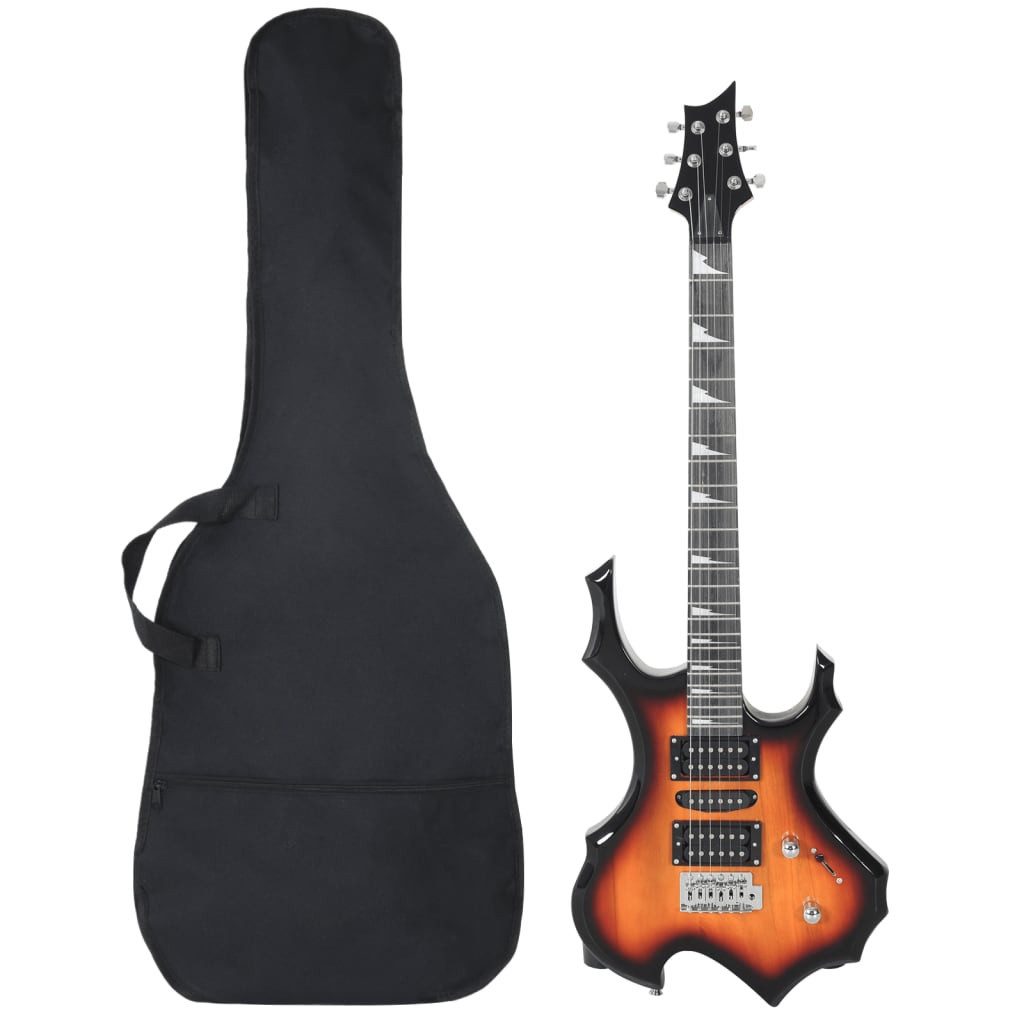 Westerngitarre E-Gitarre für Anfänger mit Tasche Braun und Schwarz 4/4 39"