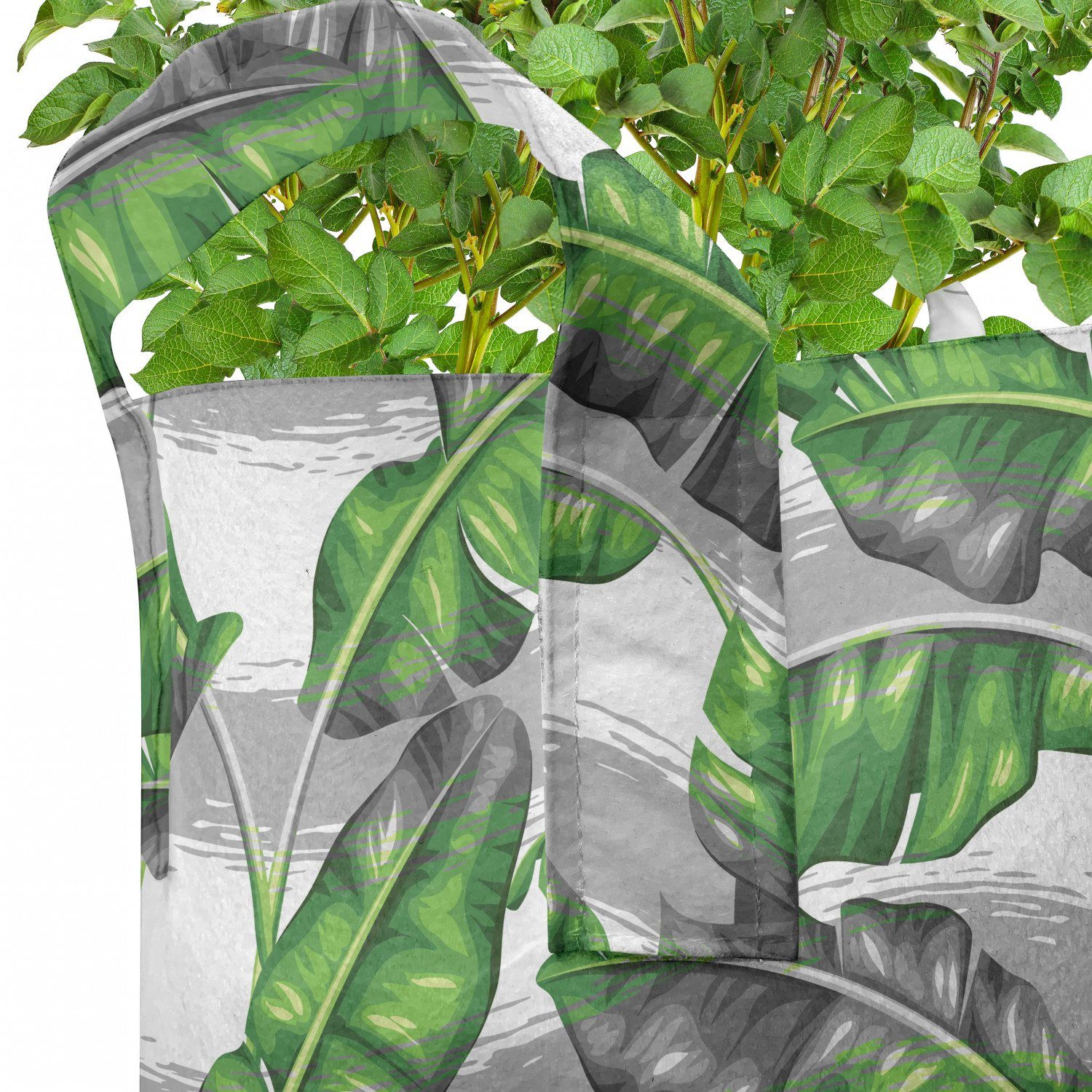 für hochleistungsfähig Pflanzkübel Abakuhaus Pflanzen, Boho Banana-Blätter-Entwurf mit Griffen Stofftöpfe