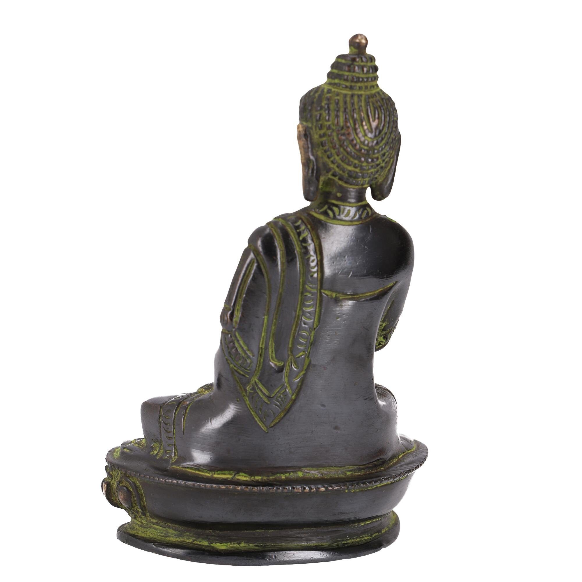 Guru-Shop Buddhafigur Dharmachakra Mudra Statue aus 14.. Buddha Messing