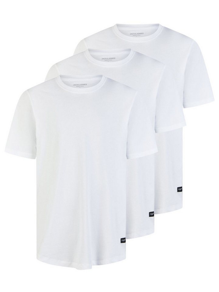 Jack & Jones T-Shirt Herren Basicshirt JJENOA 3er Pack Regular Fit (Vorteilspack, 3-tlg) Kurzarm Tee Shirt mit Rundhalsausschnitt aus 100% Baumwolle