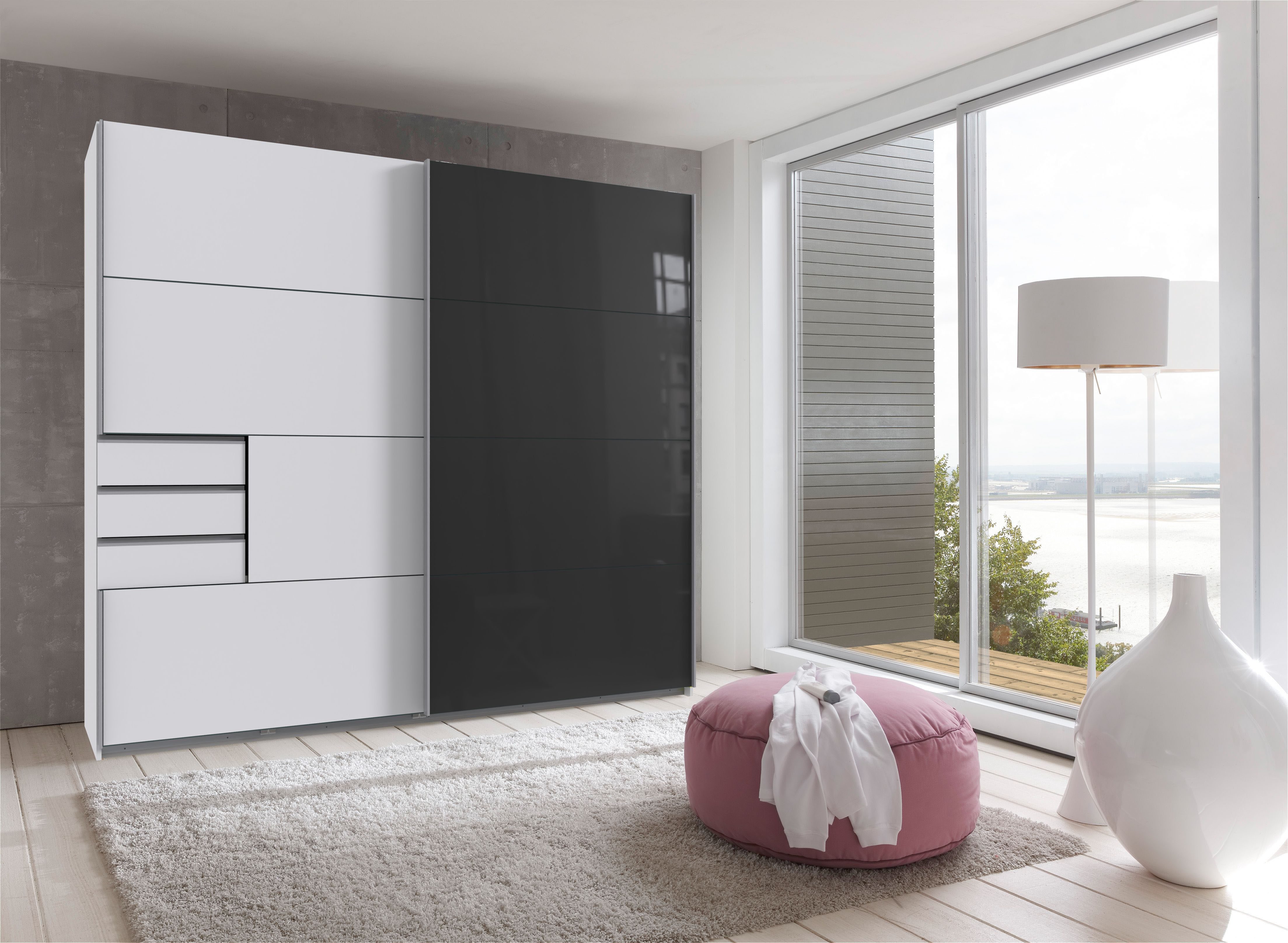Wimex Schwebetürenschrank Saigon mit Glaselementen, 2 Türen, 225cm breit