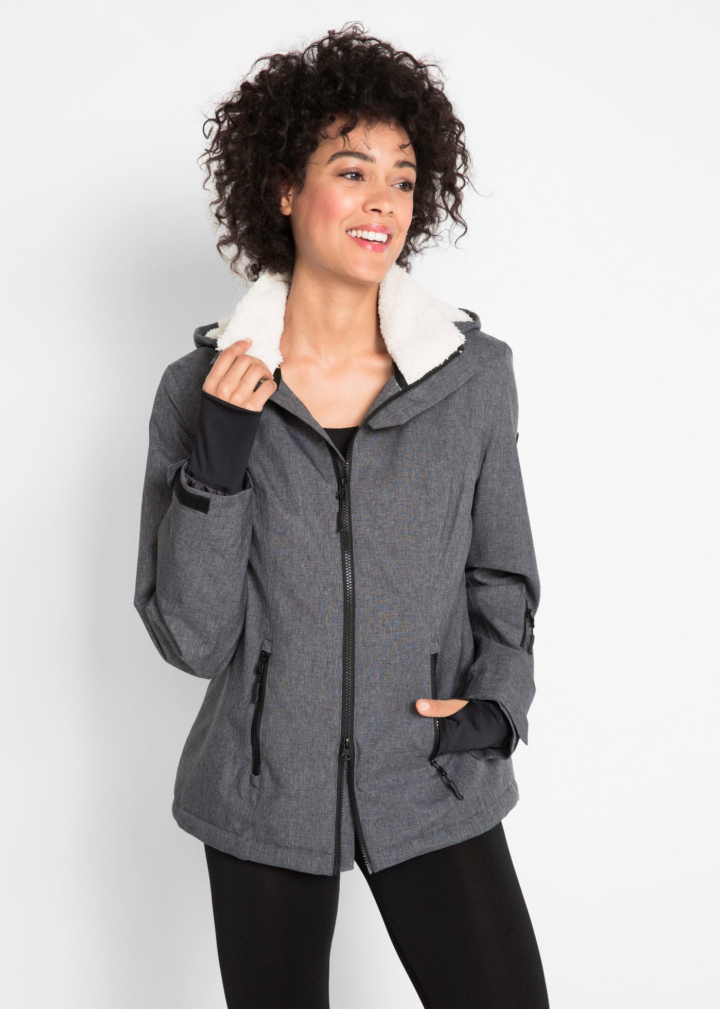 bonprix Funktionsjacke Wasserdichte Winterjacke mit Outdoor-Funktion und Teddyfleece