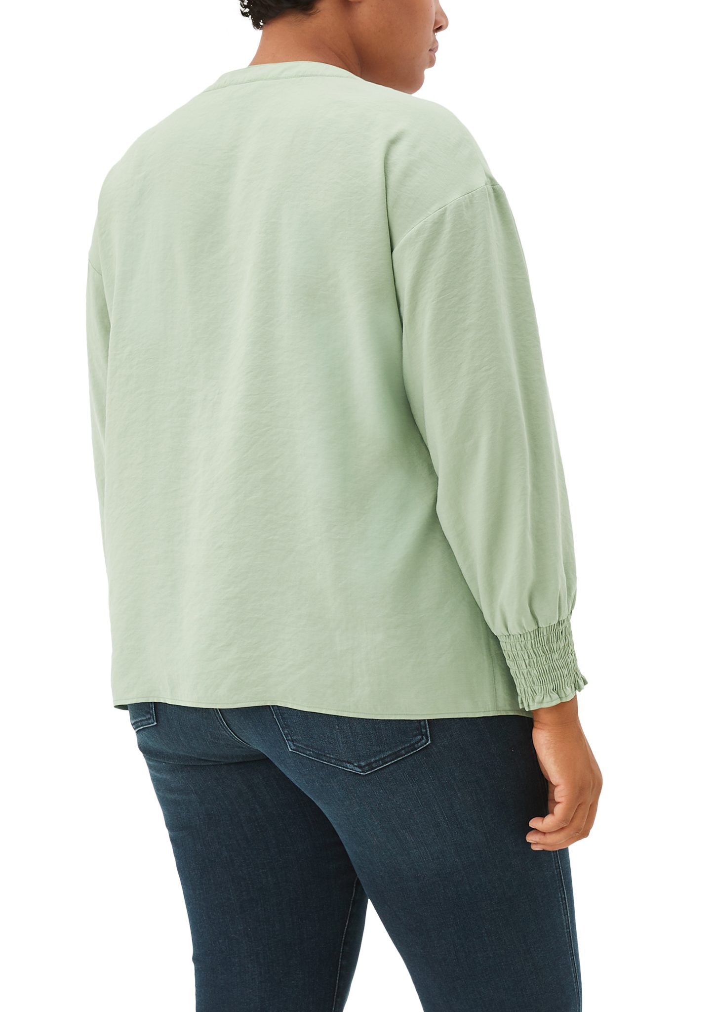 Langarmbluse Bluse TRIANGLE Crinkle-Optik salbeigrün in