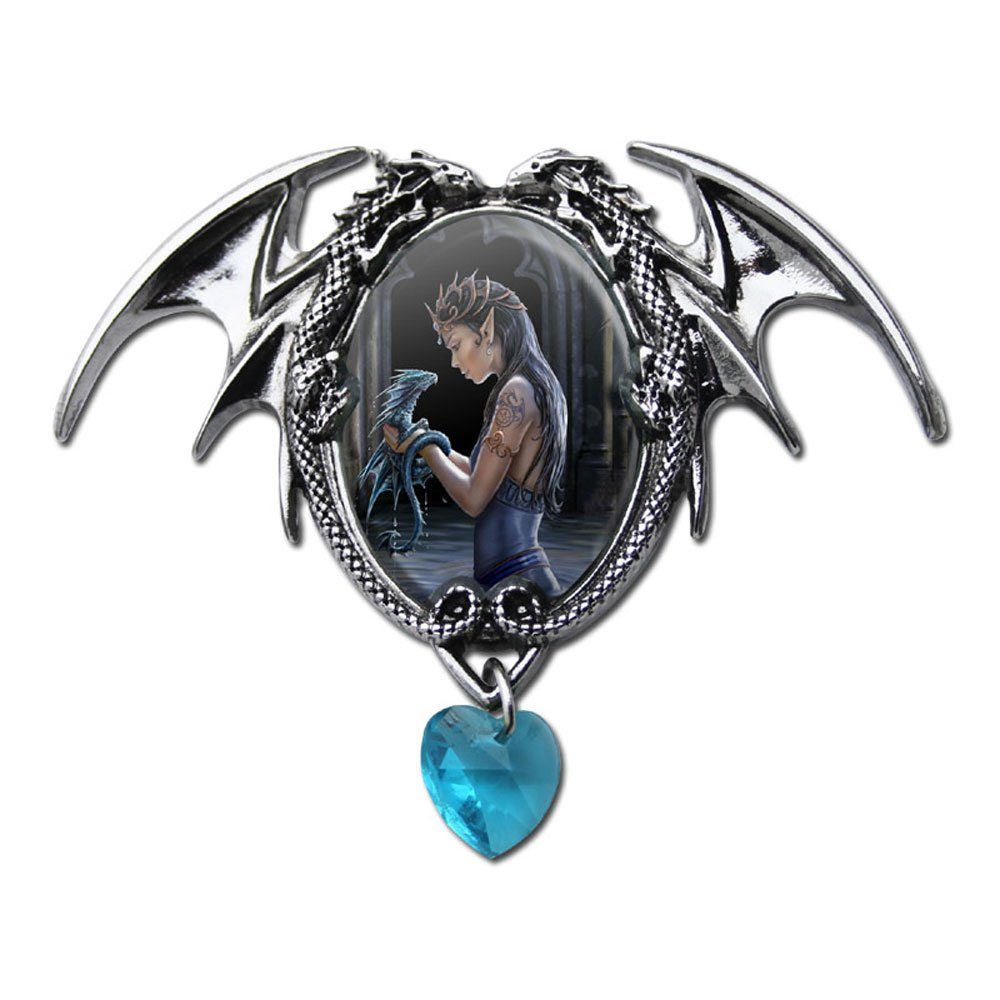 Anne Stokes Kettenanhänger Anne Stokes Anhänger Wasser Drache Cabochon Schmuck Fantasy Elfe