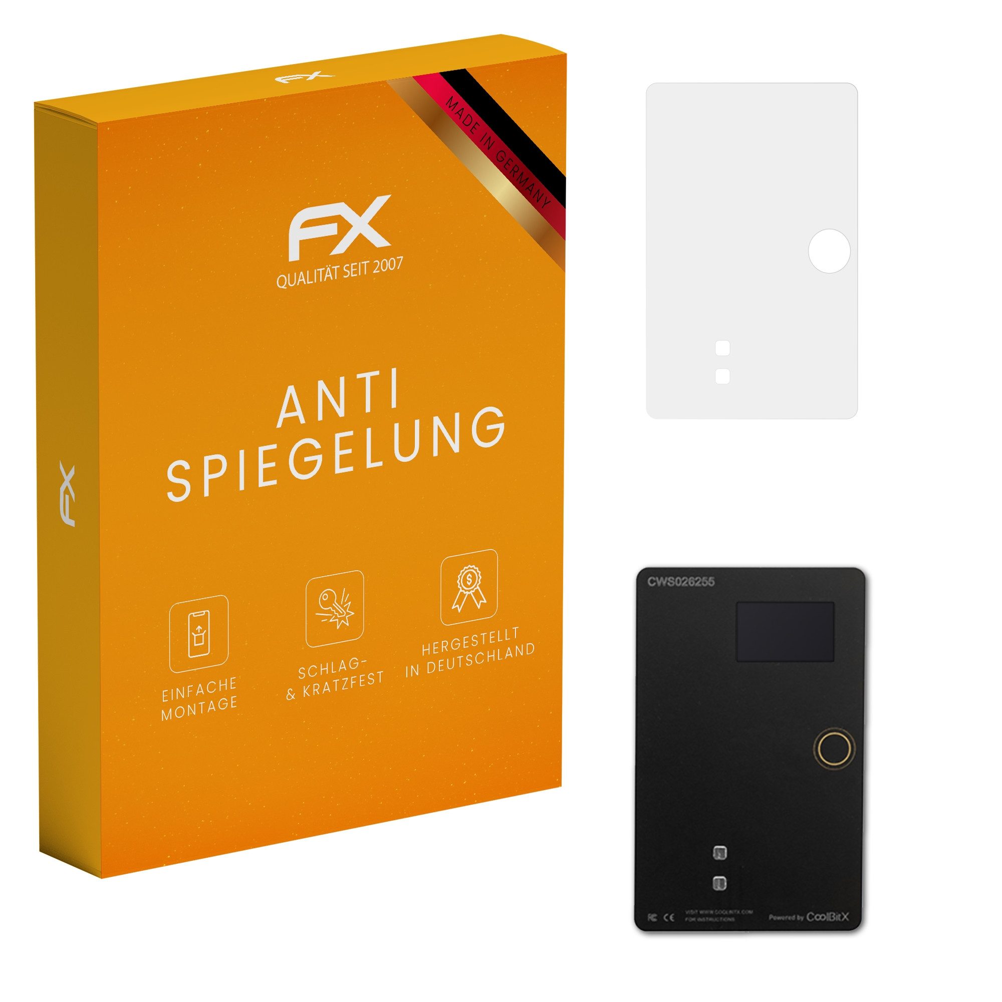 atFoliX Schutzfolie für CoolWallet S, (3 Folien), Entspiegelnd und stoßdämpfend