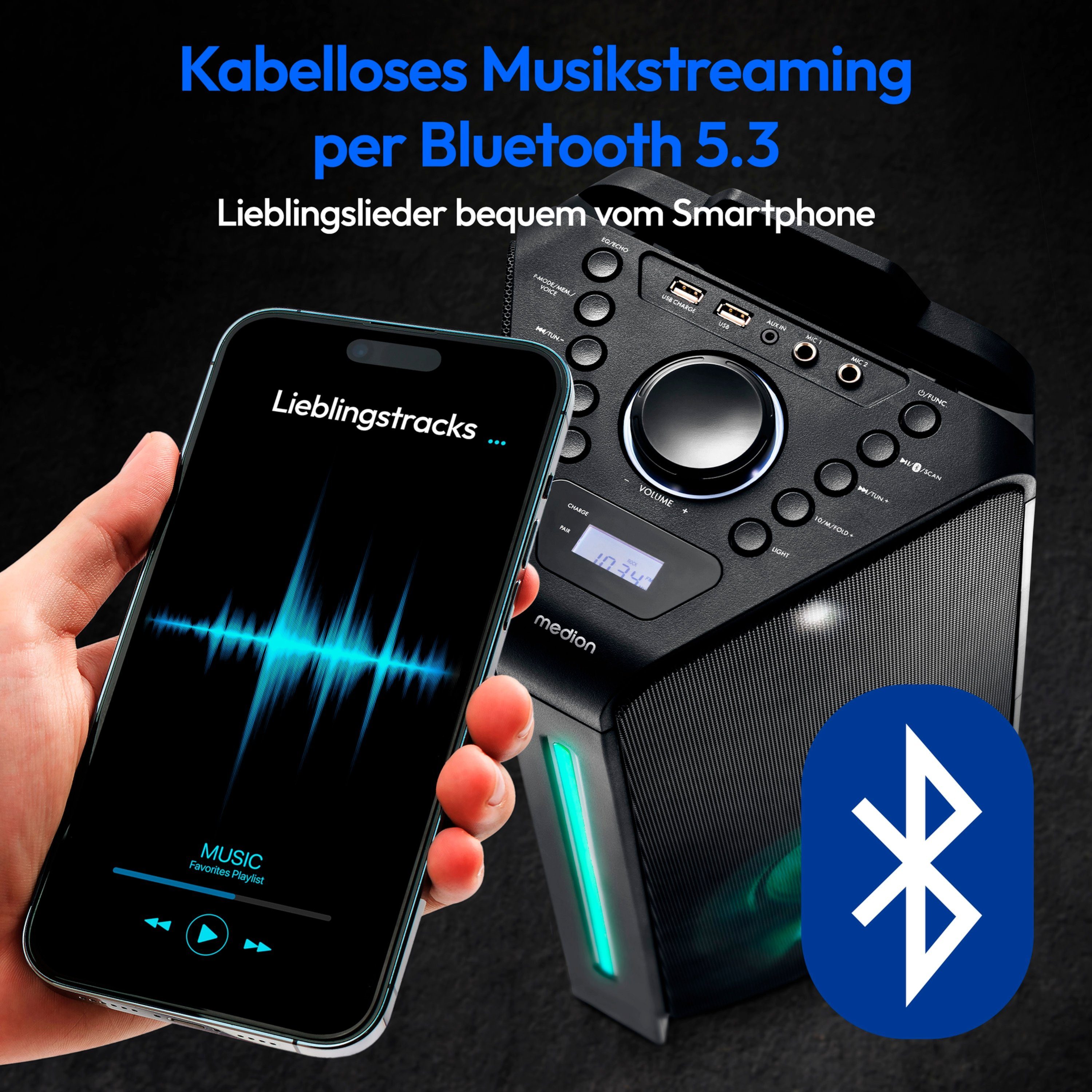 W, MD43552) (22 Bluetooth-Lautsprecher Medion®