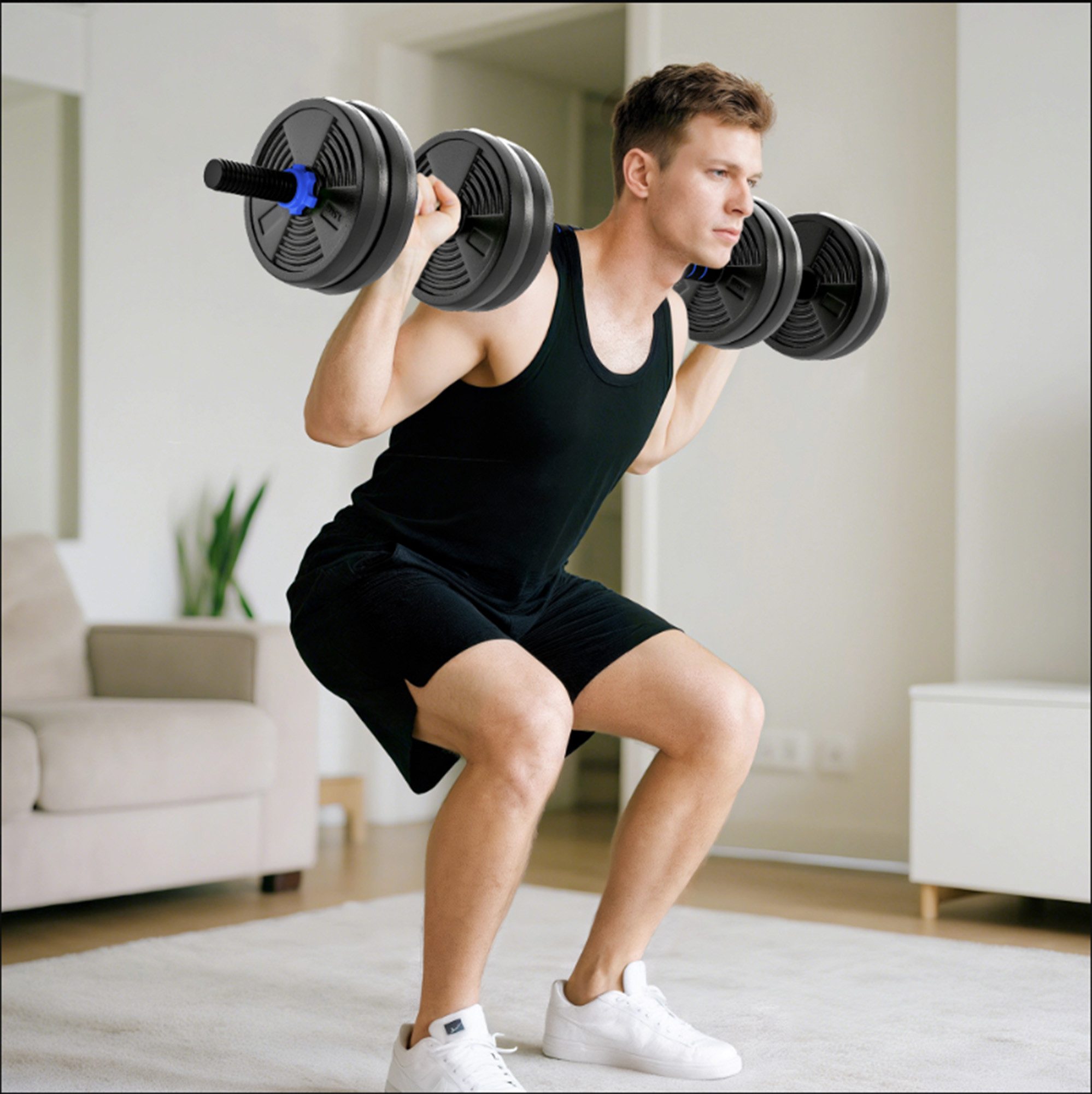 ibettertec Dumbbell Verstellbare Hanteln 10-40kg, 5-in-1 Set für Krafttraining, (Set, 10kg-40kg), Liegestützständer Dumbbell Set für Männer und Frauen Kettlebell