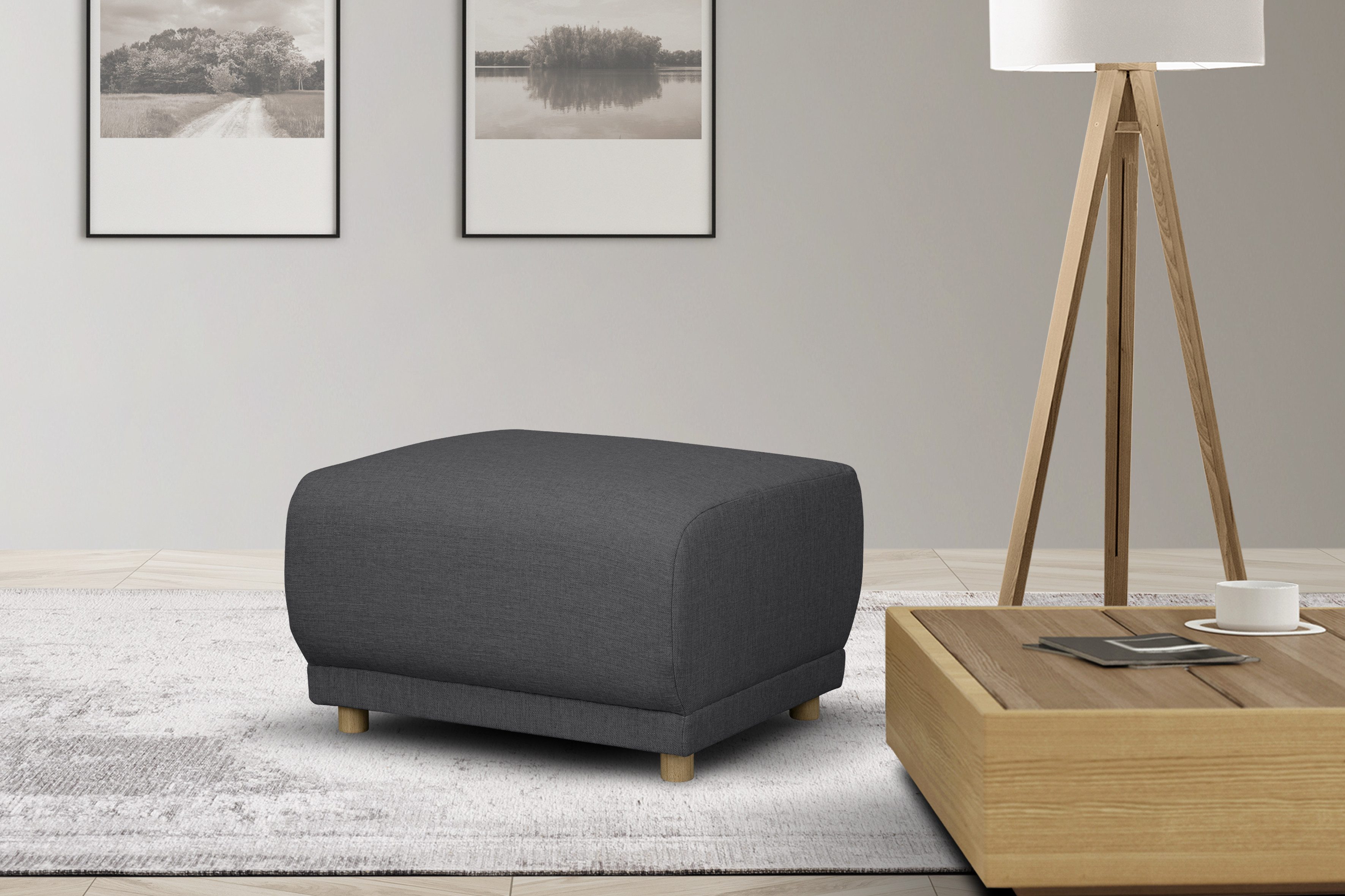 OTTO home Polsterhocker LEMPS mit Wellenunterfederung, Maße B/T/H: 70/63/45 cm, passend zur Serie, in hochwertiger Verarbeitung