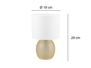 meineWunschleuchte LED Nachttischlampe, Dimmfunktion, LED wechselbar, warmweiß, kleine Design-klassiker Glas-fuß Bernstein Fensterbank dimmbar, H:29cm