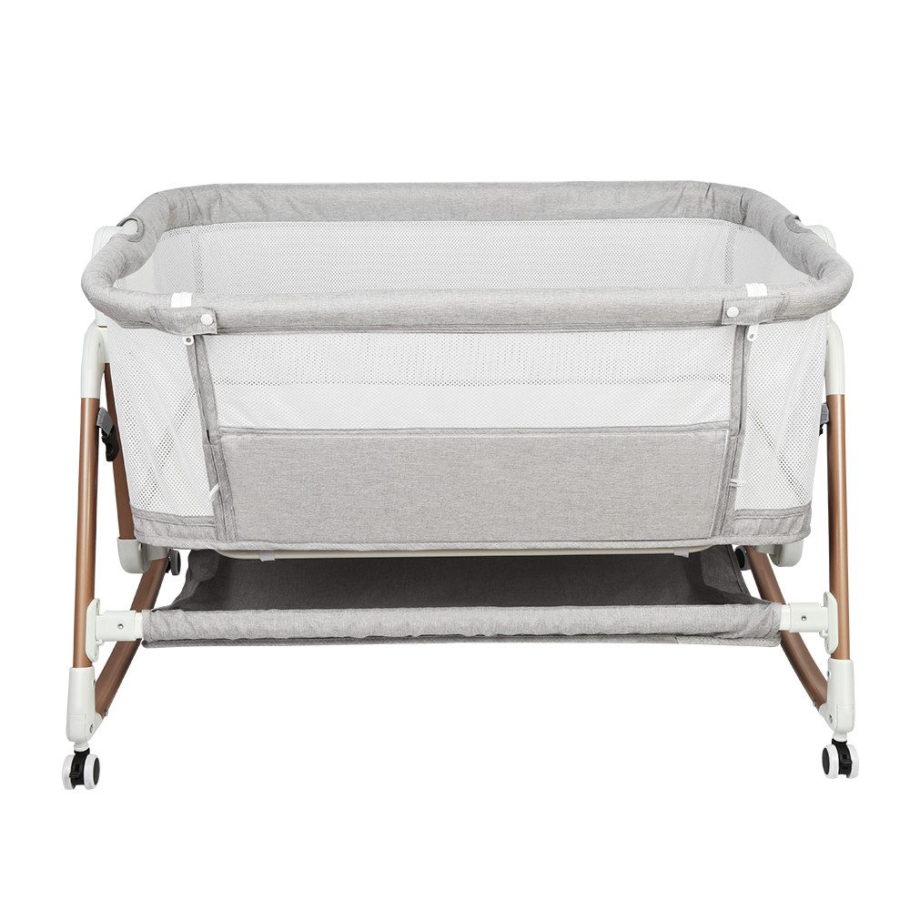 JEOBEST Beistellbett 3 in 1 Beistellbett Stubenwagen Babybett Baby-Reisebett, 6-stufige Höhenverstellung, mit Rollen, Matratze und Moskitonetz