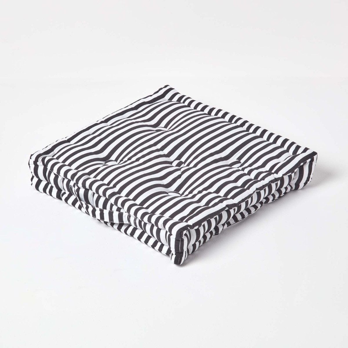 Bodenkissen Sitzkissen Schmale Streifen Schwarz 40 x 40 x 10 cm