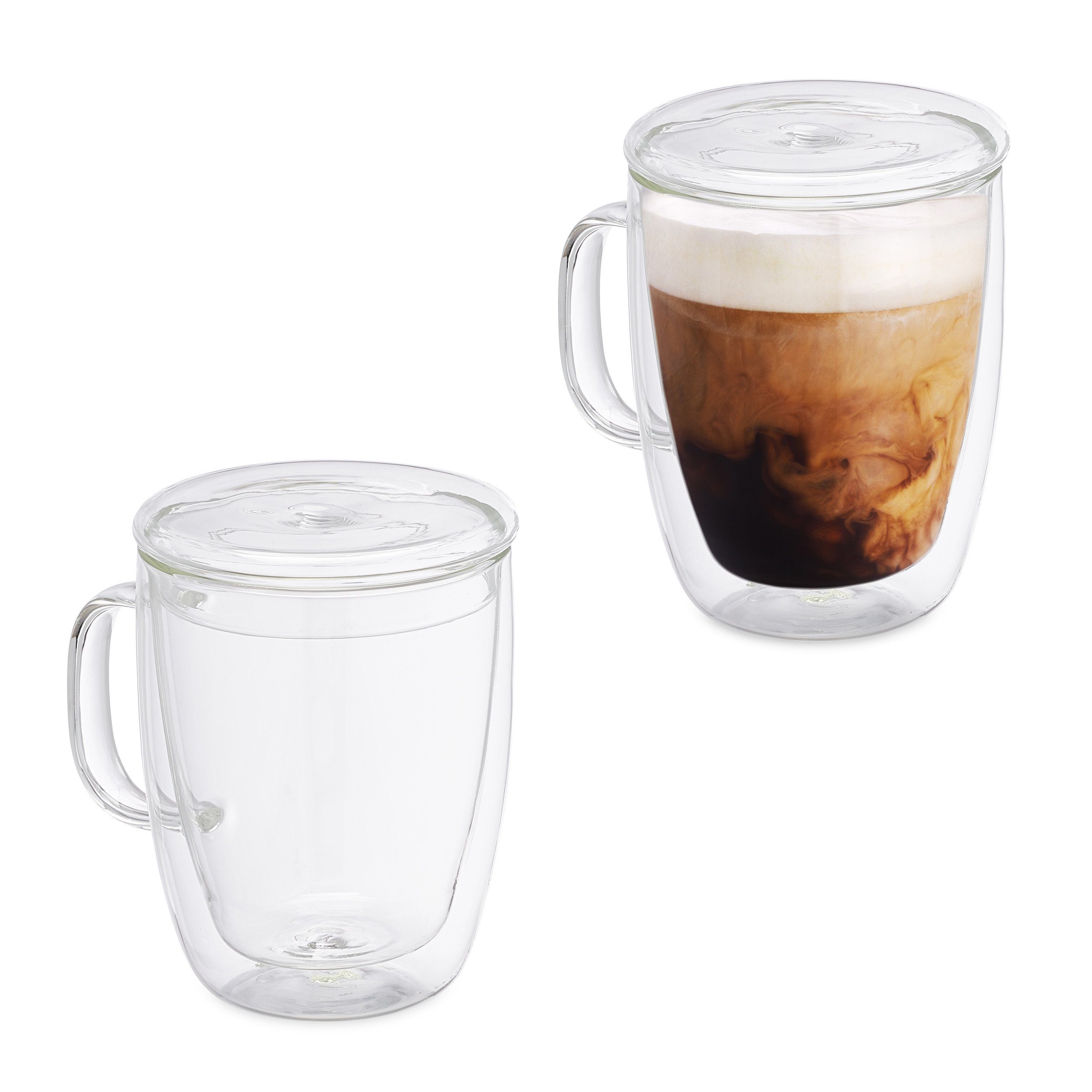 relaxdays Teeglas Doppelwandige Kaffeegläser 2er Set, Glas