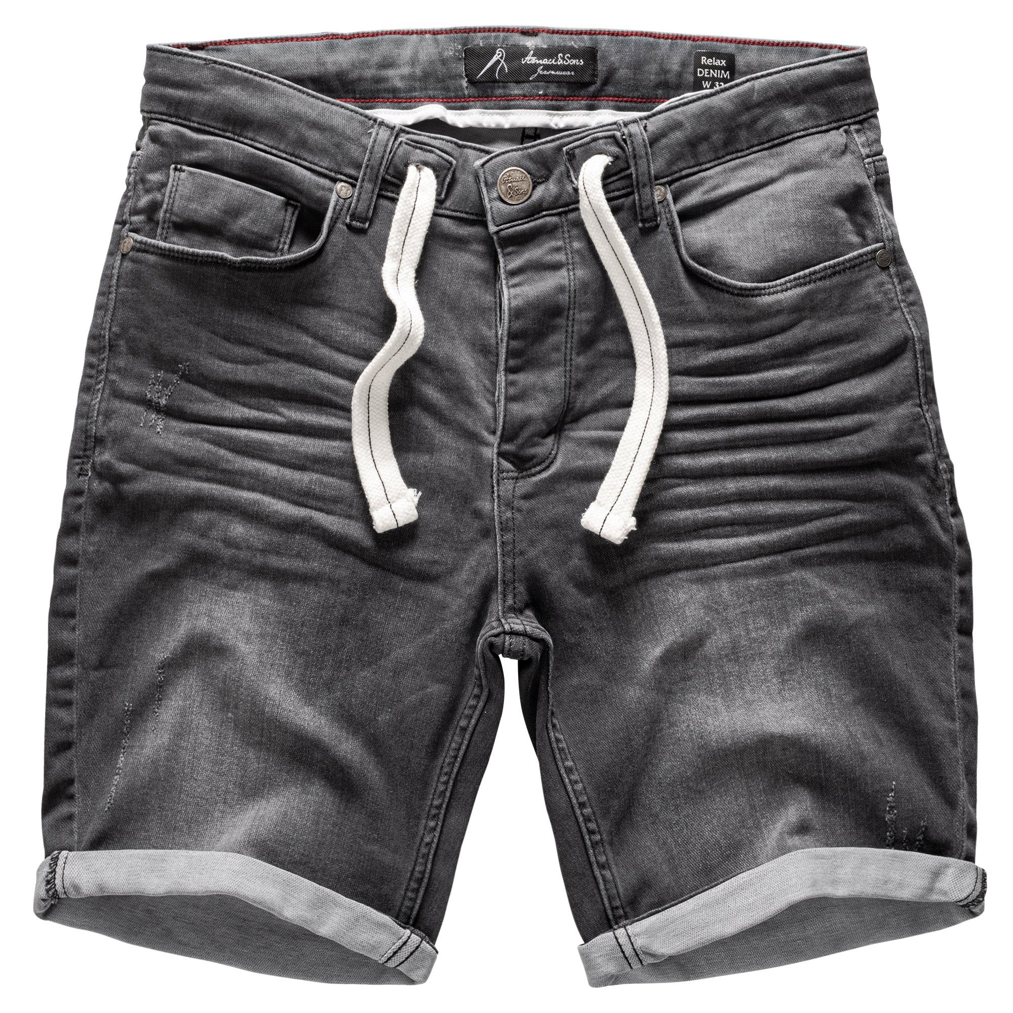 Amaci&Sons Jeansshorts SAN Shorts Jeans Destroyed Grau JOSE