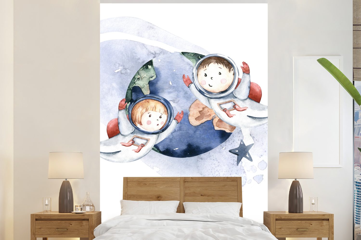 MuchoWow Fototapete Rette die Erde' - Sprichwörter - Zitate - Jungen - Mädchen - Kinder, Matt, bedruckt, (3 St), Montagefertig Vinyl Tapete für Wohnzimmer, Wandtapete