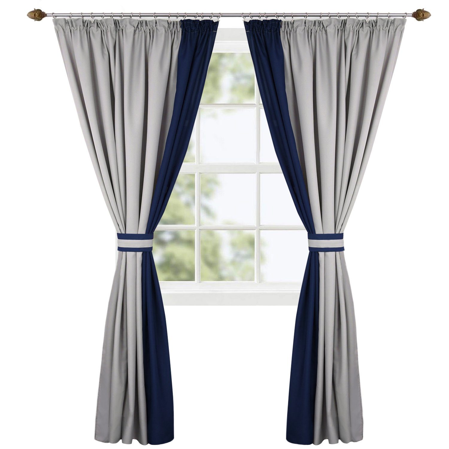 Vorhang »Zweifarbiger Vorhänge Kräuselband 190x250cm Grau-Blau/ 2er Set«,  Flying, Kräuselband