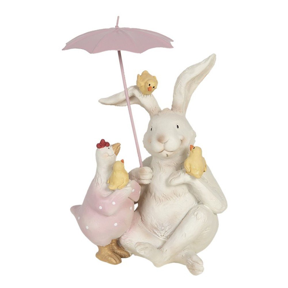 Clayre & Eef Osterfigur Clayre & Eef Osterhase mit Huhn Osterdeko Schirm Tischdeko 12 x H 16cm