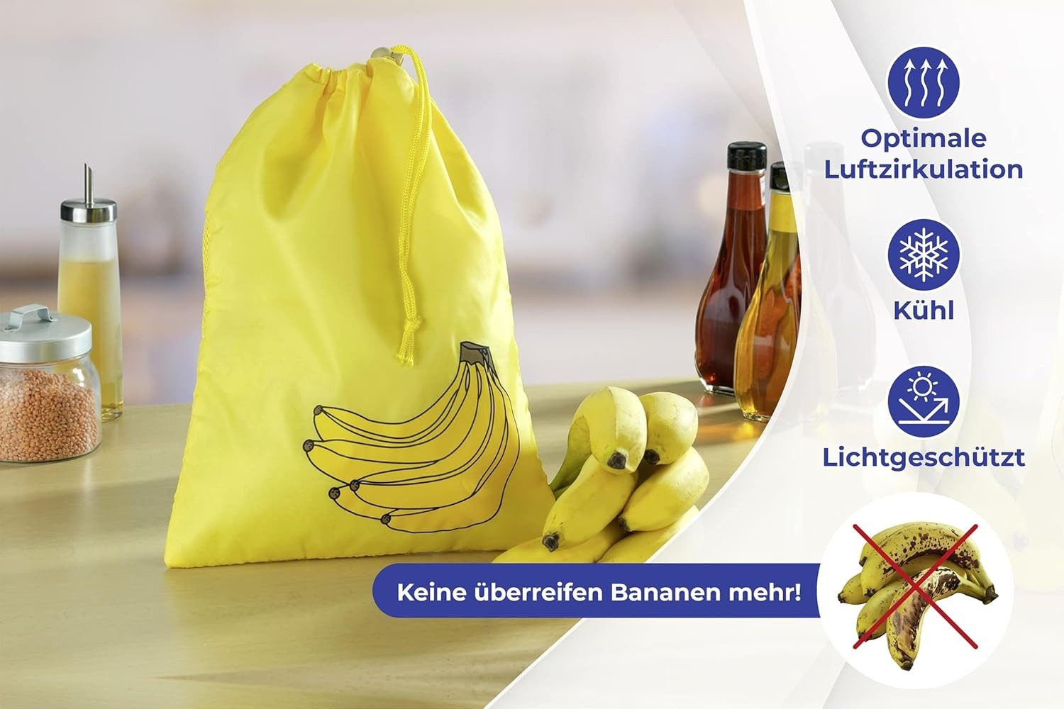 Westfalia Werkzeug Frischhaltebeutel Frischhalte Beutel für Bananen und Obst - waschbar mit zugband, waschbar, schützt Ihr Obst