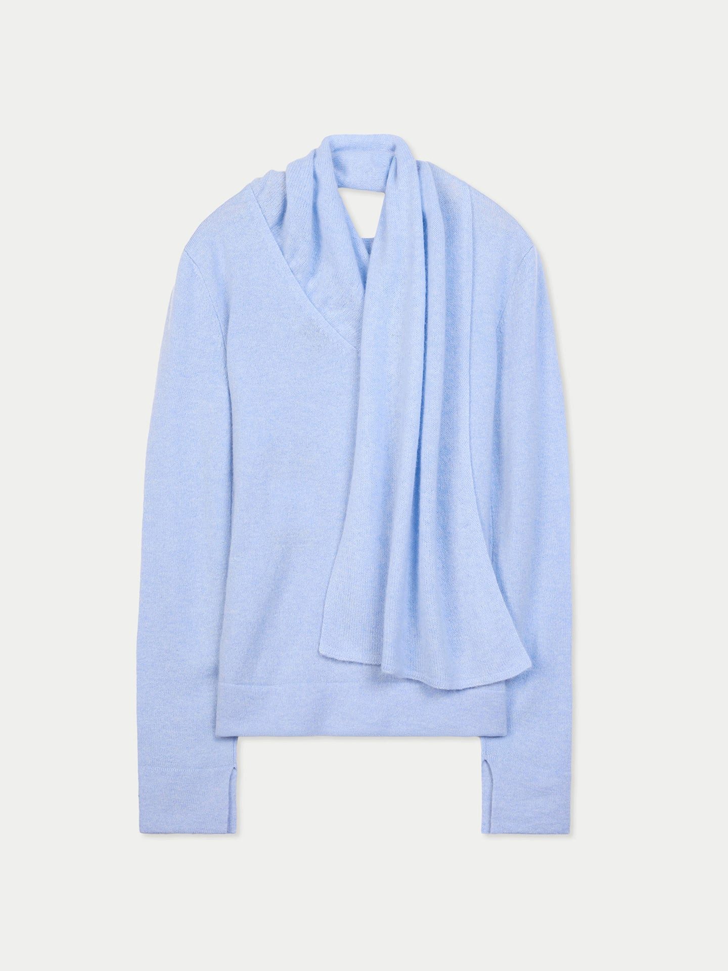 Rundhalspullover Kaschmirpullover mit drapiertem Schal
