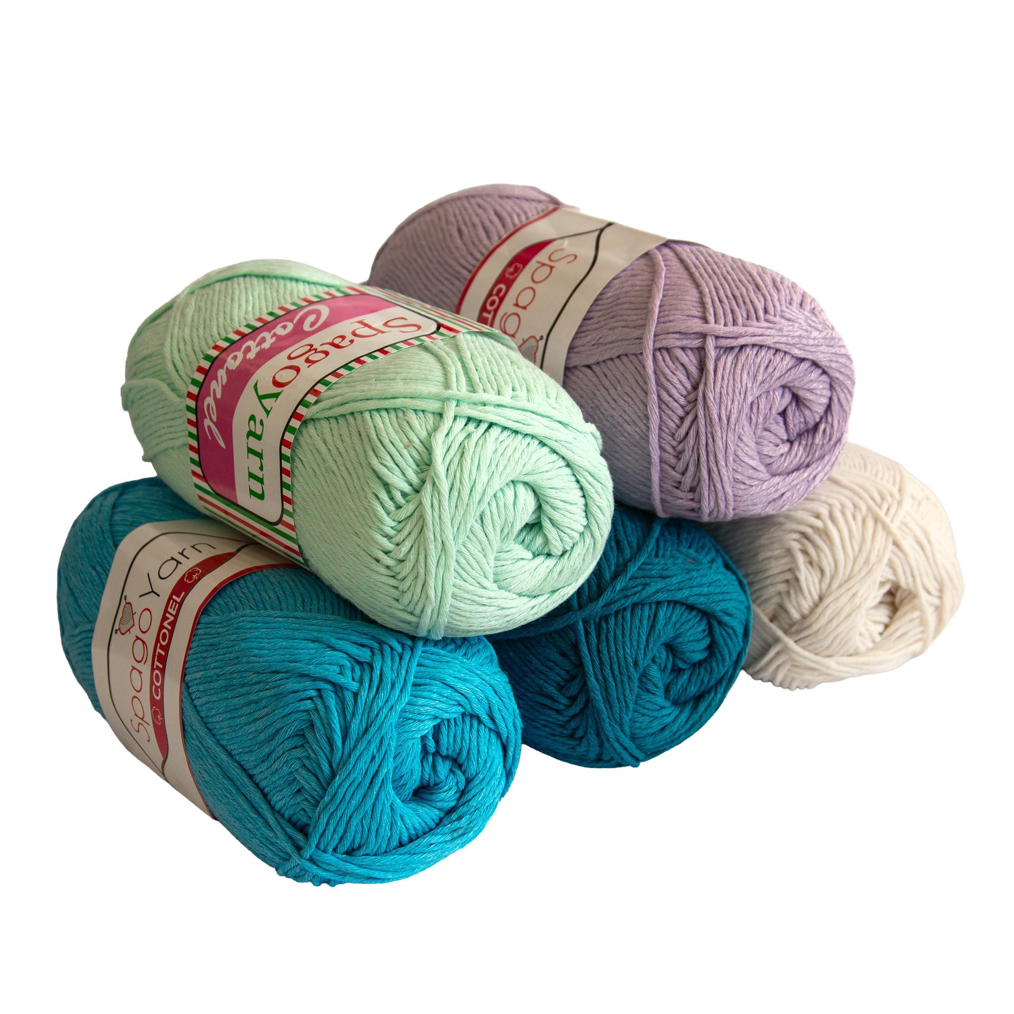 spagoyarn 500g Strickgarn Cottonel Uni Häkelwolle, 200 m (Paket), Farbmix