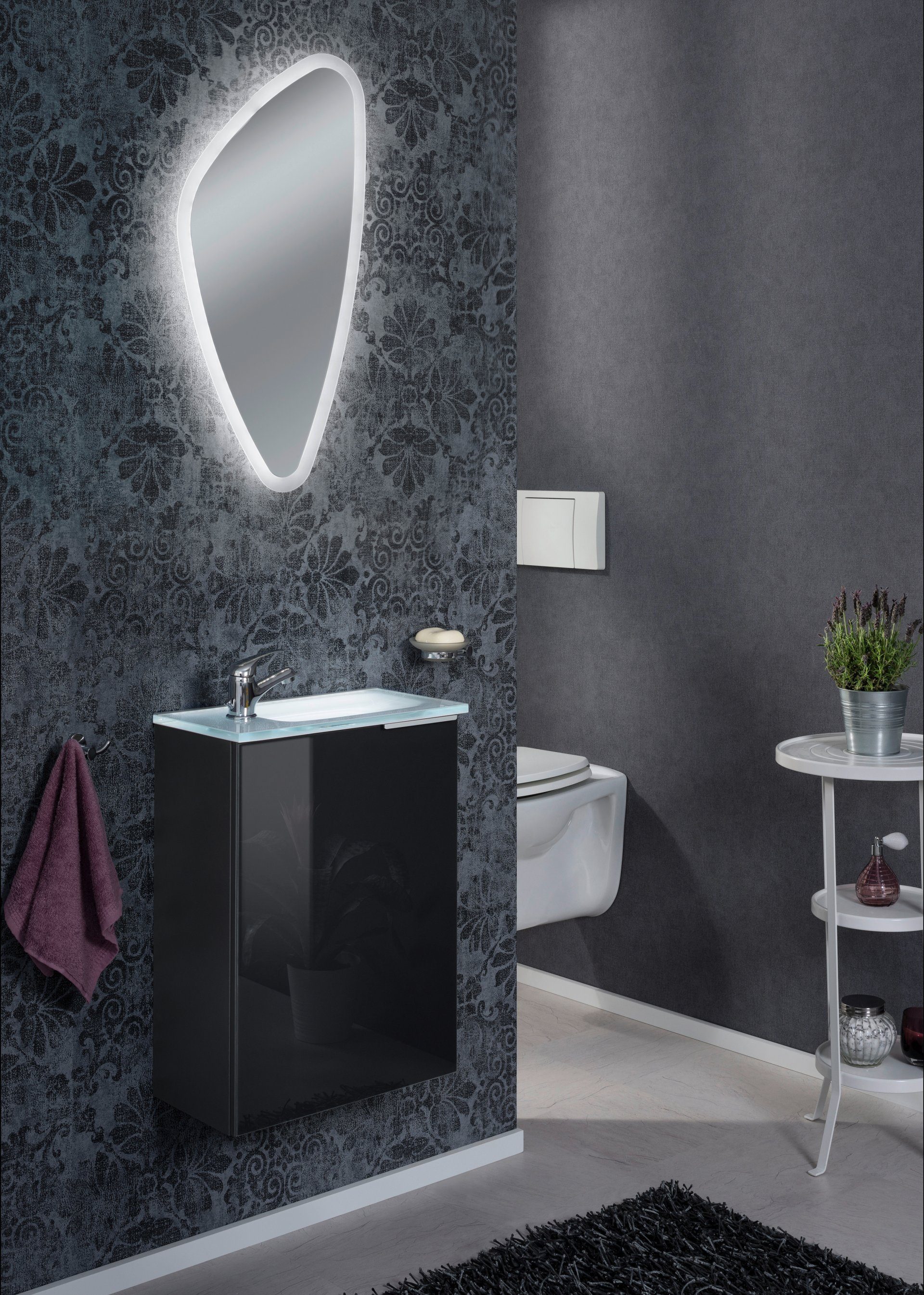 FACKELMANN Waschbecken KARA Gäste WC Set 2-teilig 45cm, Anthrazit