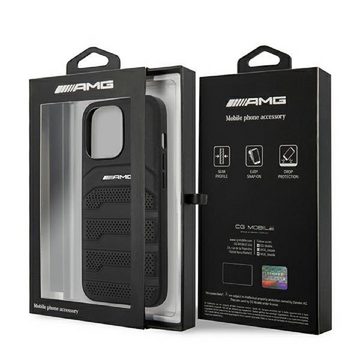Mercedes Handyhülle AMG iPhone 13 Pro Max Cover Hardcase Echtleder schwarz 6,7 Zoll, Kantenschutz