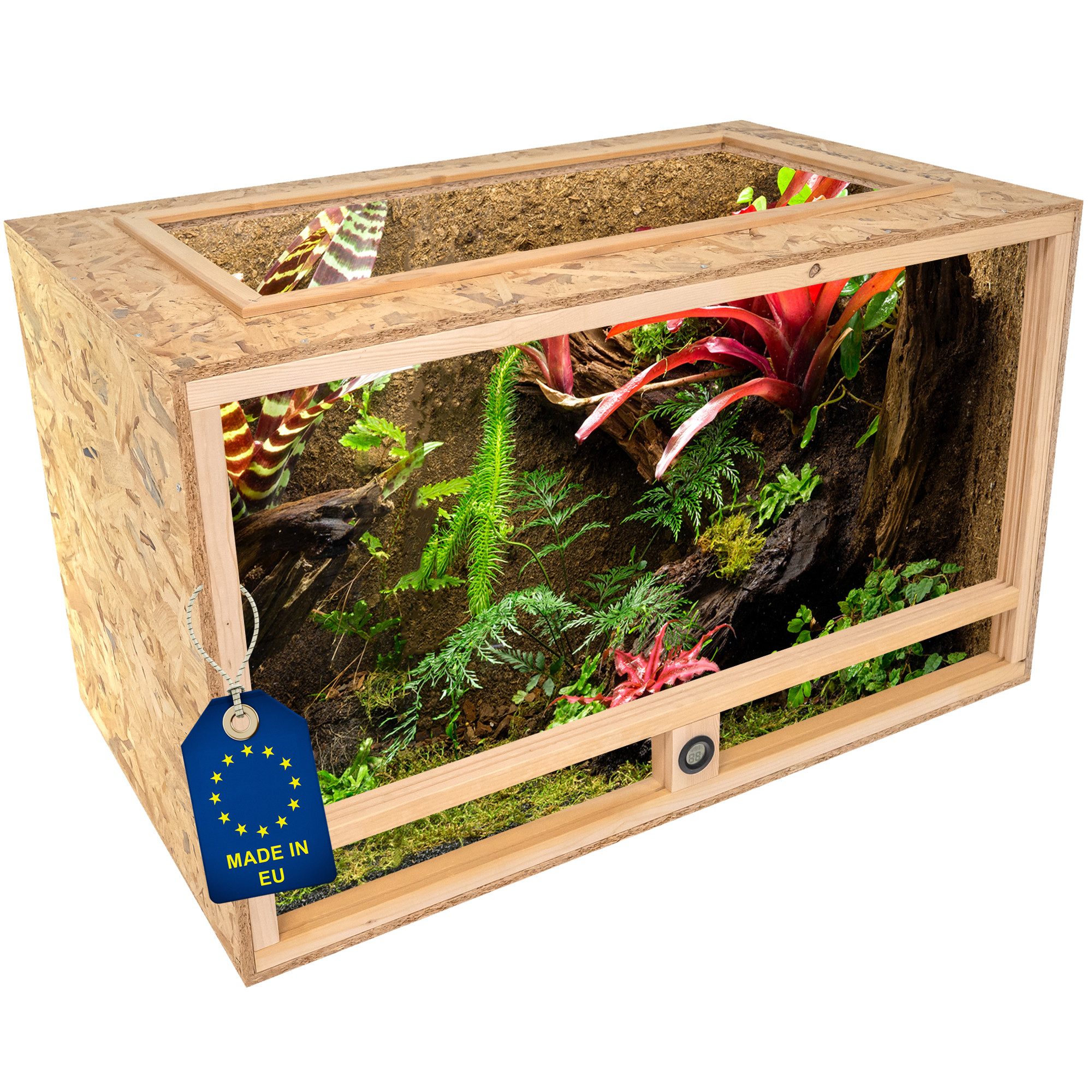 Terrarium Schildkröten Terrarium 100х60х60 mit Offenem Dach & Hygrometer