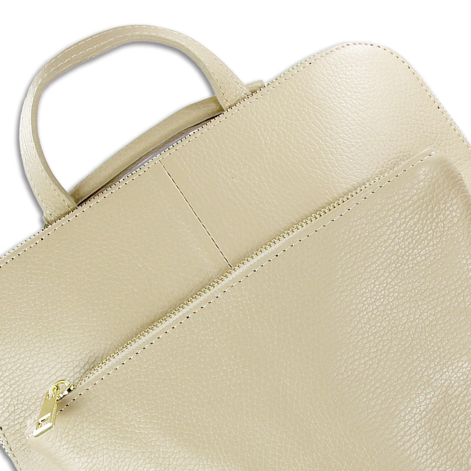 FLORENCE Cityrucksack Florence Rucksack Damen Echtleder, Damen Cityrucksack Leder, beige ca. 34cm hoch