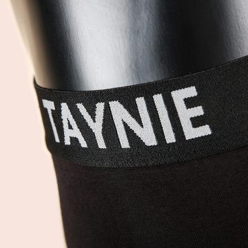 Taynie Retro Boxer schwarz/grau - Herren Boxershorts aus Bio-Baumwolle sportlich (2er-Pack) Logo auf elastischem Bund