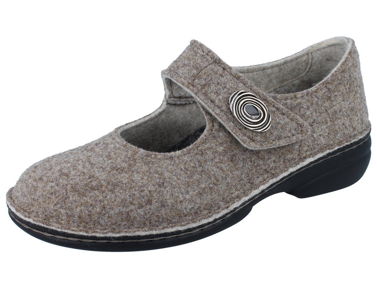 Finn Comfort FINN COMFORT Ramsau Damen Hausschuhe gravel Wollfilz - Größe: 37 Hausschuh Wechselfußbett