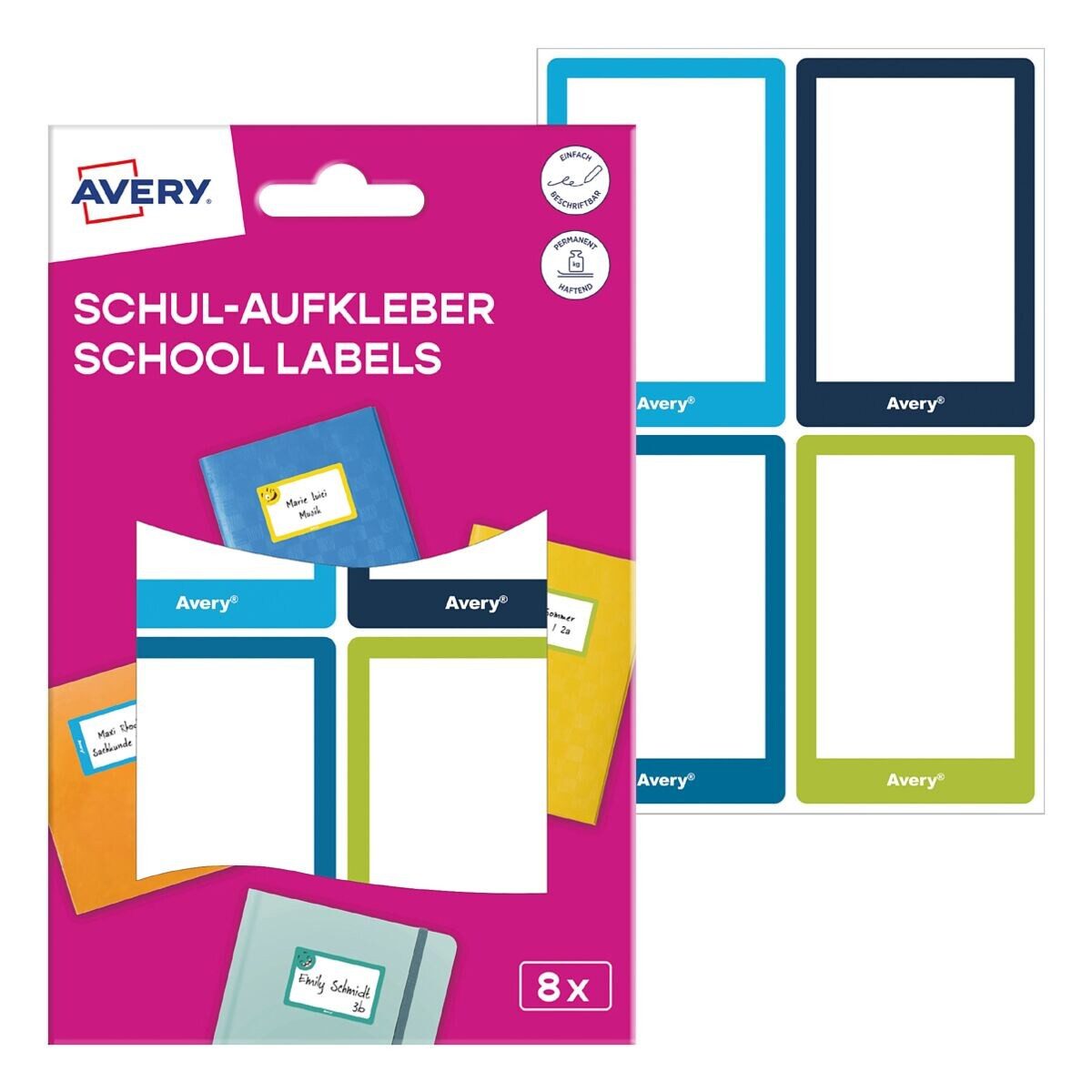 Avery Zweckform Etiketten, 8er-Pack Schul-Aufkleber