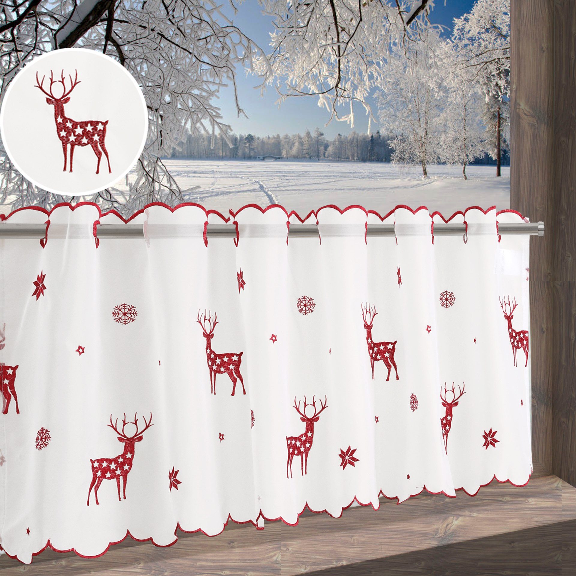 my home Scheibengardine Elch (1 St), Durchzuglöcher, transparent, Voile, Mi günstig online kaufen