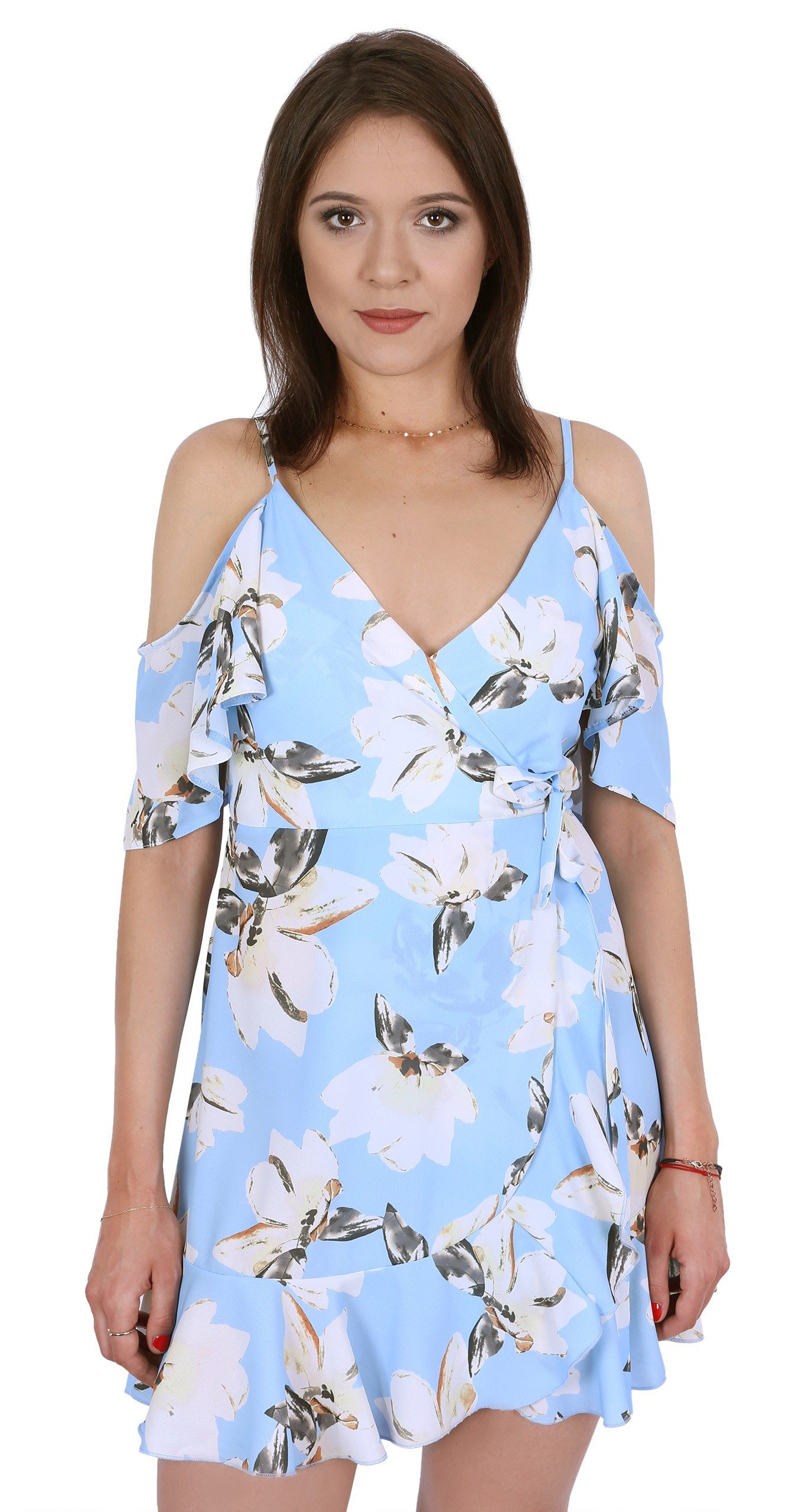 Sarcia.eu Minikleid John Zack Himmelblaues Minikleid mit Blumenmuster