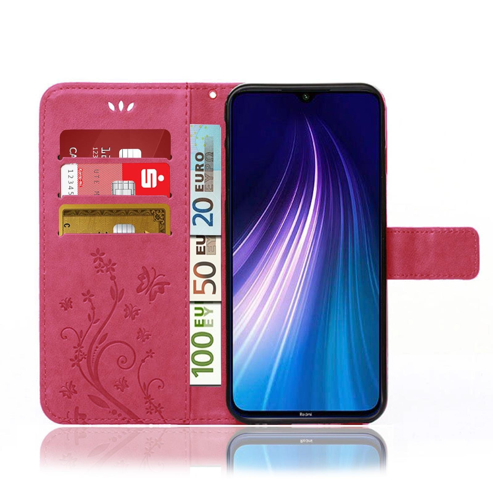 Numerva Handyhülle Bookstyle Flower für Xiaomi Redmi Note 8, Handy Tasche Schutzhülle Klapphülle Flip Cover mit Blumenmuster